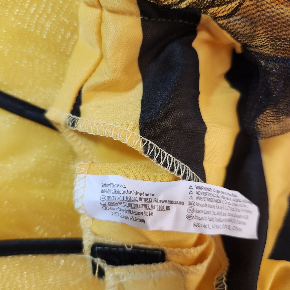 Kids Bumble Bee Costume Dress W Wings Striped‎ Halloween Cosplay Outfit Size 7-8 - Picture 7 of 7